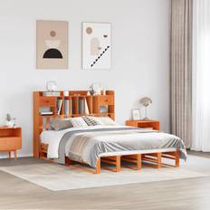 Senge & Madrasser vidaXL Seng Med Reol Uden Madras 160x200 cm Massivt Fyrretræ Gyldenbrun Sengeramme