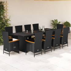 Svarta Matgrupper Utemöbler på rea vidaXL 11-tlg Garten-Essgruppe mit Kissen Schwarz Essgruppe