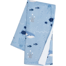 Lambs & Ivy Lambs & Ivy Bubbles & Squirt Blue Ocean/Aquatic Whale Soft Fleece Baby Blanket