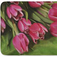 Bathroom Accessories Caroline's Treasures Pink Tulips Machine Washable Memory Foam Mat