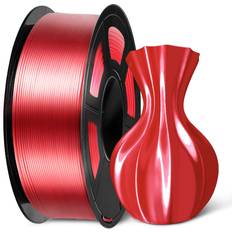 3D Printing Sunlu Shiny Silk PLA Filament 1.75mm, Neatly Wound Glossy PLA 3D Printer Filament 1.75mm 0.02mm, Fit Most FDM 3D Printers, Good Vacuum Packaging, 1kg Spool (2.2lbs) Silky Glossy PLA Red