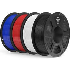 Elegoo PLA Filament 1.75mm Bundle 4KG, 3D Printer Filament Dimensional Accuracy 0.02mm, 4pcs 1kg Spool(2.2lbs) Fit Most FDM 3D Printers (Black, White, Dark Blue, Ture Red)