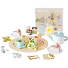 Smartwo Wooden Tea Set Morandi Paint