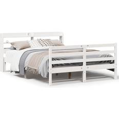 Senge & Madrasser vidaXL Med Sengegavl 120x190 cm Massivt Fyrretræ Hvid Sengeramme