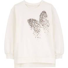 Polyester Sweatshirts Butterfly Fleece Sweatshirt - White