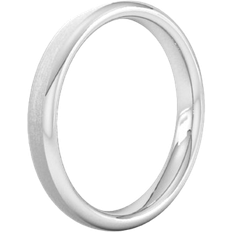 Goldsmiths D Shape Standard Matt Finished Wedding Ring 3mm - White Gold