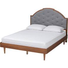 Baxton Studio King Beds Baxton Studio Ardelle Wood King Platform Bed - Grey Fabric & Walnut Brown