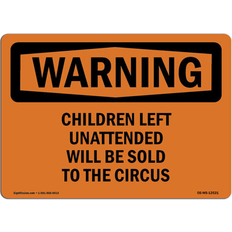 Black Workplace Signs SignMission OSHA Warning Sign 12 x 18 in - Children Left Unattended Will Be