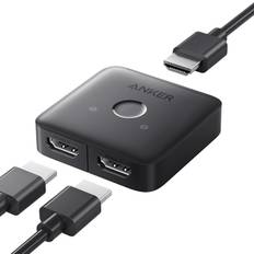 HDMI Switch, 4K 60Hz Bi-Directional HDMI Switch, Adapter with 2-in-1 Output, Stylish Design, Supports HDR, 3D, Dolby, Compatible with Laptops, PC, Xbox Series, PS5/PS4, Projector, Beamer