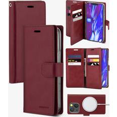 Goospery Mobile Phone Covers Goospery Mansoor Wallet Designed for iPhone 14 Case [9 Card Slots 2 Extra Side Pocket] Double Sided Multi-Slot Inner Flap Card Holder Ample Storage Flip Phone Cover Wine