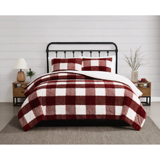 Cannon Cozy Buffalo Check Comforter Set 3pc - Burgundy Bedspread Red (228.6x228.6)