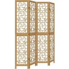 Brown Room Dividers vidaXL 4 Panels Brown Solid Wood Room Divider