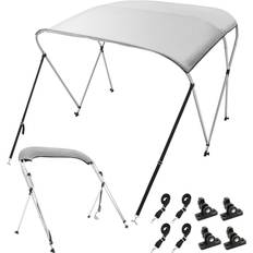 VEVOR (6pcs 61"-66" Grey) 3 Bow Bimini Top Boat Cover 900D Polyester Canopy Aluminum Frame