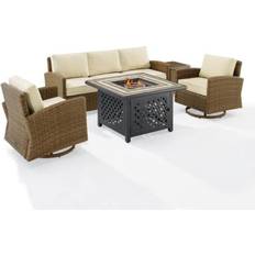 Patio Furniture KO70208WB-SA Swivel Rocker & Sofa - Sand (5 Piece) Outdoor Lounge Set