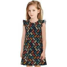 Girls - Green Nightgowns Retro Tape Print Nightgown - Multicolor