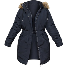 PrettyLittleThing Longline Parka Coat Plus - Black