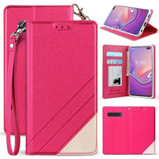 Wallet Cases Nakedcellphone Pink Folio Wallet Case ID Slot Cover Lanyard Strap for Samsung Galaxy S10 Plus