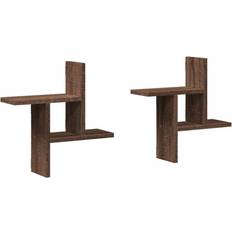 Marrone Mensole da Parete vidaXL Shelves 2 Pcs Brown Oak 38 x 12 x 38 cm Wall Shelf