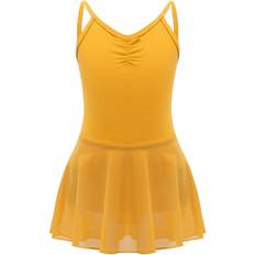 Amarillo Conjuntos de bikini Girls Hollow Back Camisole Gymnastics Dance Leotards Ballet Tutu Dress - Yellow