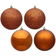 Copper Christmas Decorations Vickerman N592088DA 8" Copper 4 Assorted Finish Ball Set of 4 Christmas Tree Ornament