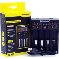 LiitoKala Liitokala lii 402/ lii -202/ lii -100/1.2v/3.7v 18650/26650/18350/16340/18500/ aa aaa nimh litium batterilader 5v 2a støpsel