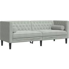 3-sits - Chesterfieldsoffor vidaXL Chesterfieldsoffa 3-Sits Ljusgrå Sammet Soffa 3-sits