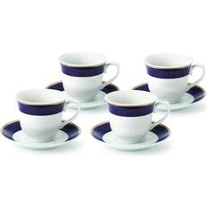 Set of 4 Colorful Porcelain Tea-Coffee Cups and Saucers Set 8 oz Cup