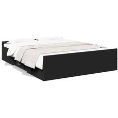 vidaXL Black Bed Frame with Drawers 140 x 200 cm