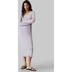 Donna - Lana merino Vestiti Calvin Klein Slim Merino Buttoned Dress - Pale Grey Heather