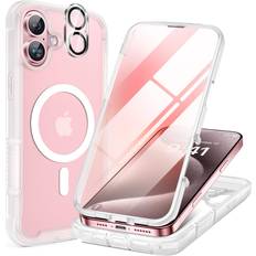 Miracase Magnetic for iPhone 16 Case 6.1'' [Compatible with MagSafe] Full-Body Phone Flip case with Built-in Glass Screen Protector& Camera Protector,Drop Proof 16 Cover,Matte Clear