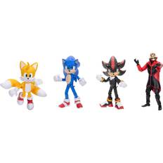 Sonic the Hedgehog Action Figures Sonic the Hedgehog 3 Movie 5-InchAction Figure 4-Pack, Articulated Figures from Jakks Pacific's Wave 1 Include Shadow, Tails, and Ivo Robotnik!