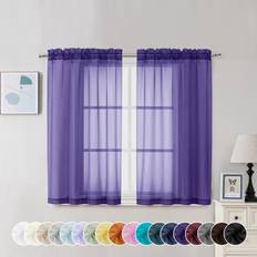 Chyhomenyc Purple Sheer Curtains 45 Inch Long 2 Panels