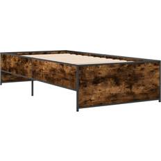 Senge & Madrasser vidaXL 90x200 cm Konstrueret Træ og Metal Røget Eg Sengeramme