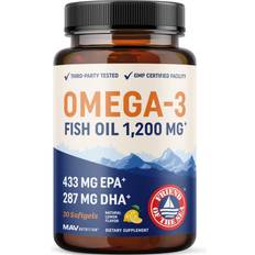 Omega 3 Fish Oil 1200 mg Softgel Supplements (30 Ct)