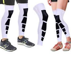 Health Extreme Fit Full-Length Leg Compression Sleeves (1-Pair) White Small/Medium