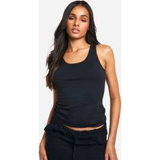 Bleu - Femme Bodys Basic Black Cotton Blend Scoop Neck Bodysuit - Navy