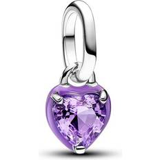 Hombre - Plata Amuletos y Colgantes Pandora ME Purple Chakra Heart Mini Dangle Charm Enamel Sterling silver Man-made crystal Purple