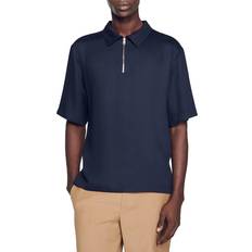 Shirts Sovereign Code Sandro Oversized Quarter Zip Polo Shirt - Navy Blue