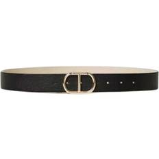 Cotton - Women Belts Twinset Reversibel Lærbelte Oval T-Spenne - Black