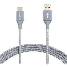 Usb a to usb c charging cable Amazon Basics Double Braided Nylon USB-C to USB-A 2.0 Fast Charging Cable, 3A 10-Foot, Dark Gray