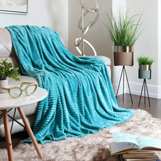 Turquoise Blankets Nestl Cut Plush Fleece Throw Blanket 66" x 90" - Teal Blankets Turquoise, Blue (228.6x)