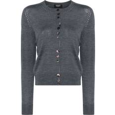 Lana - Uomo Cardigan Liu Jo Antrasitt Ullgenser Knappelukking Crew - Gray