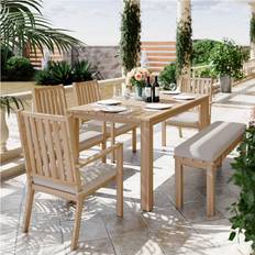 Royalcraft 6 Pieces Outdoor Table with 4 Chairs and Bench Patio Dining Set