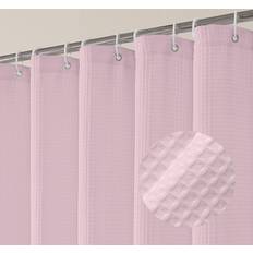 OVZME Blush Pink Waffle Textured Shower Curtain Set