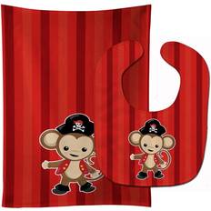 Machine Washable Accessories BB8976STBU Pirate Monkey Red No.2 Baby Bib & Burp Cloth