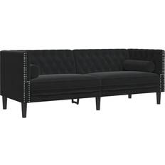 Textil Soffor på rea vidaXL Chesterfieldsoffa 3-Sits Svart Sammet Soffa 3-sits