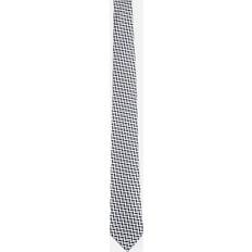 Hombre - Negro Corbatas Herringbone Print Silk Tie - Grau