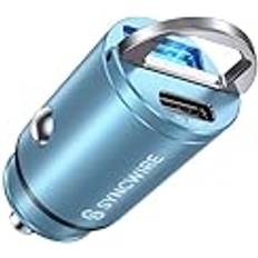 Syncwire Cargador Coche USB C [PD 45W & QC 45W] Carga Rápida Mini Metal Cargador Coche Tipo C Compatible iPhone 15 Pro Max/14/13/12/XS Samsung Galaxy S23/S22Google Pixel 7/6 Pro, Azul