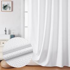 OVZME Berry White Embossed Shower Curtain Set