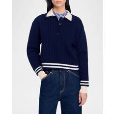 Cuir - Femme Pulls Sandro Wool-Cashmere Cable-Knit Sweater - Blue